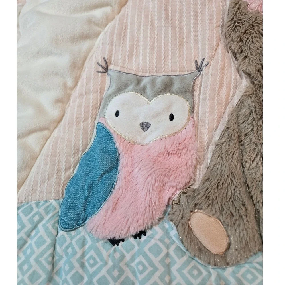 Levtex Baby Woodland Forest Animals Teepee Floral Quilt Blanket Pink Blue Boho‎
